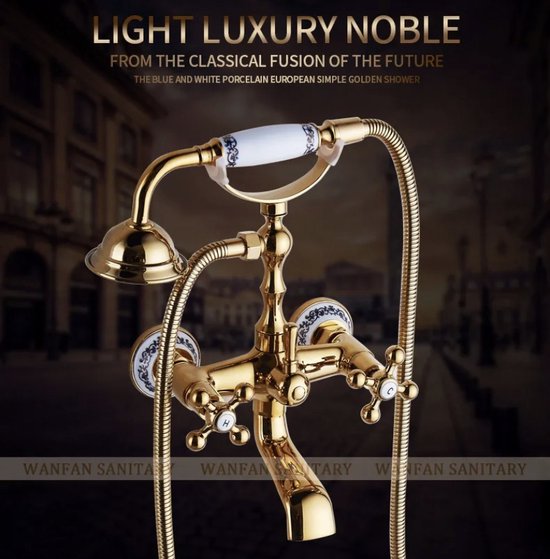 Badkamer Douche Kraan Goud Enkel Handvat Douchesysteem Wall