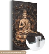Glasschilderij - Foto op glas - Boeddha - Buddha beeld - Meditatie - Mantra - Spiritueel - Wanddecoratie - Acrylglas - Schilderij glas - 60x90 cm - Schilderijen woonkamer