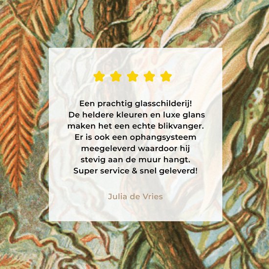 MuchoWow® Peinture sur Verre - Vintage - Maîtres Anciens - Fougères - Plantes - Nature - 120x60 cm - Peintures sur Verre Acrylique - Photo sur Glas