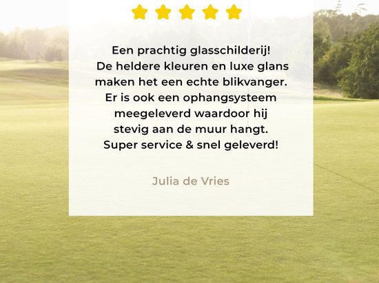 MuchoWow® Peinture sur verre 30x20 cm - Peinture sur verre acrylique - Vue sur un parcours de golf vert au lever du soleil - Photo sur verre - Peintures