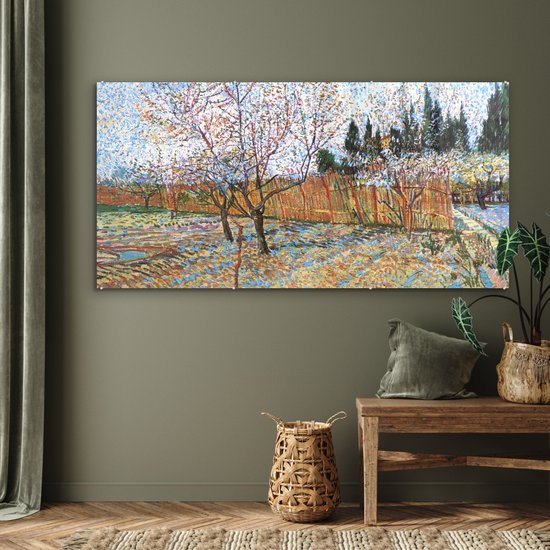 MuchoWow® Peinture sur Verre - Pêcher en Fleurs - Vincent van Gogh - 160x80 cm - Peintures sur Verre Acrylique - Photo sur Glas