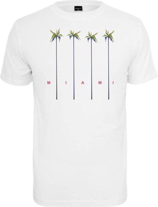 Mister Tee - Miami Palms Round Neck Heren T-shirt - L - Wit