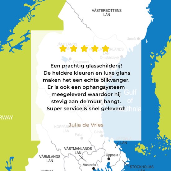 MuchoWow® Peinture sur Verre - Carte Détaillée de la Suède - 120x160 cm - Peintures sur Verre Acrylique - Photo sur Glas