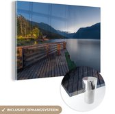 MuchoWow® Glasschilderij 150x100 cm - Schilderij acrylglas - Het kalme Bohinj meer in het Nationaal park Triglav in Slovenië - Foto op glas - Schilderijen