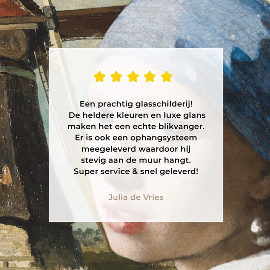 MuchoWow® Peinture sur verre 60x90 cm - Peinture sur verre acrylique - Fille à la boucle d'oreille en perle - Johannes Vermeer - Moulin - Photo sur verre - Peintures