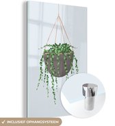MuchoWow® Glasschilderij 20x30 cm - Schilderij acrylglas - Planten - Hangplant - Pastel - Foto op glas - Schilderijen