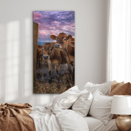 MuchoWow® Peinture sur verre 60x120 cm - Peinture sur verre - Vache - Animaux - Vaches - Photo sur verre acrylique - Peintures