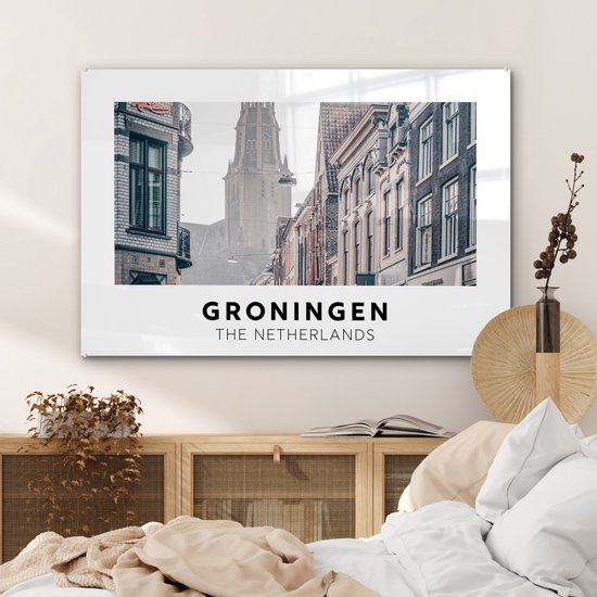 MuchoWow® Peinture sur verre - Groningue - Nederland - Tour - 90x60 cm - Peintures sur verre acrylique - Photo sur Glas