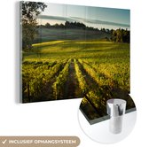 MuchoWow® Glasschilderij 60x40 cm - Schilderij acrylglas - Toscane - Landschap - Wijn - Foto op glas - Schilderijen