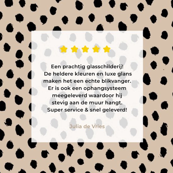 MuchoWow® Glasschilderij 60x40 cm - Schilderij acrylglas - Beige - Stippen - Patronen - Zwart - Foto op glas - Schilderijen