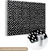 MuchoWow® Glasschilderij 30x20 cm - Schilderij acrylglas - Zwart - Wit - Patronen - Stippen - Foto op glas - Schilderijen