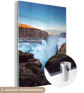 MuchoWow® Glasschilderij 30x40 cm - Schilderij acrylglas - IJsland - Waterval - Bergen - Foto op glas - Schilderijen
