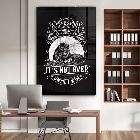 Peintures en plexiglas - Lion - Rétro - Zwart - Wit - Sort - 120x180 cm