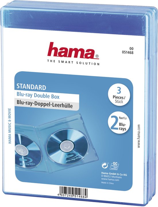 Foto: Hama blu ray dubbel jewel case 3 pack blauw