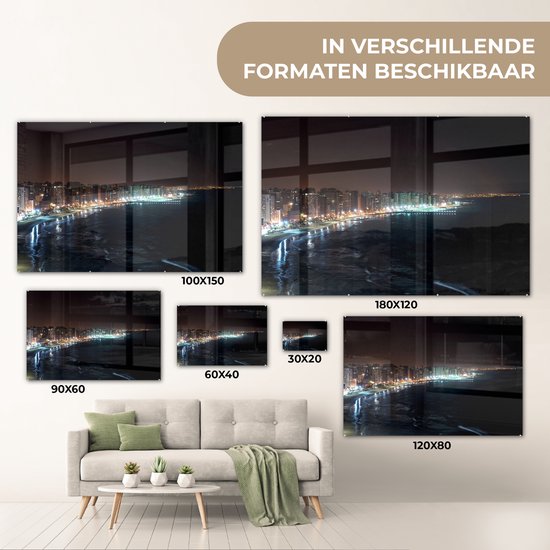 Vue de la mer à Fortaleza pendant la nuit au Brésil Plexiglas 30x20 cm - petit - Tirage photo sur Glas (décoration murale en plexiglas)