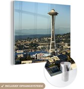 MuchoWow® Glasschilderij 90x90 cm - Schilderij acrylglas - Space Needle in Seattle - Foto op glas - Schilderijen