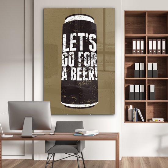 MuchoWow® Peinture sur verre - Bières - Canette - Vintage - Boisson - Citations - Dictons - 100x150 cm - Peintures sur verre acrylique - Photo sur Glas