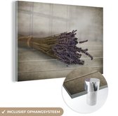MuchoWow® Glasschilderij 180x120 cm - Schilderij acrylglas - Boeket gedroogde lavendel - Foto op glas - Schilderijen