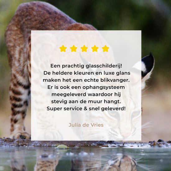 Peinture sur Verre - Lynx - Animal - Water - Buvant - 40x60 cm - Peintures sur Verre Peintures - Photo sur Glas