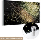 MuchoWow® Glasschilderij 120x60 cm - Schilderij glas - Luxe - Glitter - Goud - Design - Zwart - Foto op acrylglas - Schilderijen