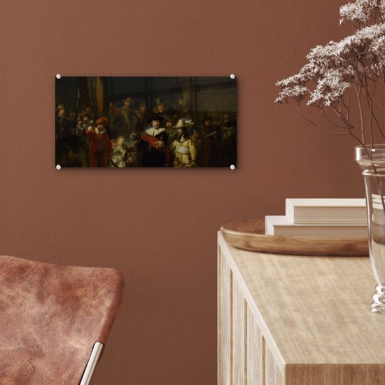 Peinture sur Verre - La Nachtwacht - Peinture de Rembrandt van Rijn - 40x20 cm - Peintures sur Verre Peintures - Photo sur Glas