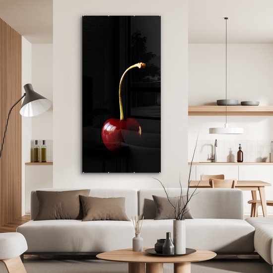 MuchoWow® Peinture sur verre 80x160 cm - Peinture sur verre acrylique - Cerise - Zwart - Photo sur verre - Peintures