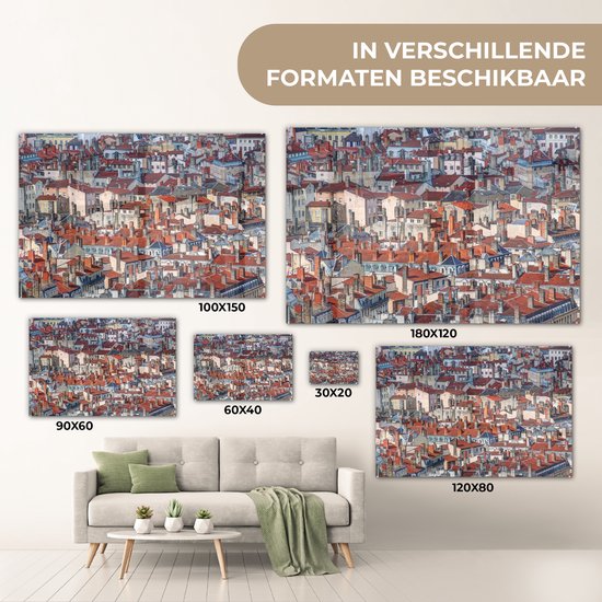 Les beaux toits rouges de la ville de Lyon en France Plexiglas 30x20 cm - petit - Tirage photo sur Glas (décoration murale plexiglas)