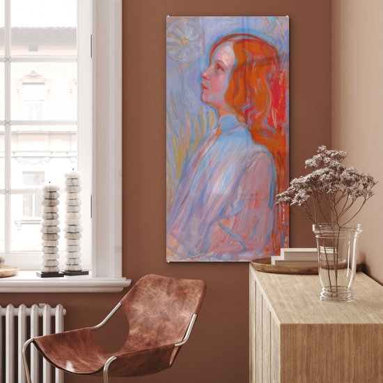 MuchoWow® Tableau en verre 60x120 cm - Peinture sur verre acrylique - Dévotion - Piet Mondriaan - Photo sur verre - Peintures