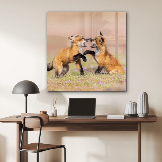 Peinture sur Verre - Vossen - Fleurs - Portrait - 90x90 cm - Peintures sur Verre Peintures - Photo sur Glas