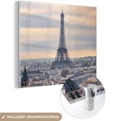 MuchoWow® Peinture sur Verre - Tour Eiffel - Paris - Ciel - 20x20 cm - Peintures sur Verre Acrylique - Photo sur Glas