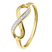 Lucardi Dames Ring infinity 7 diamanten 0,02ct - Ring - Cadeau - 14 Karaat Goud - Geelgoud