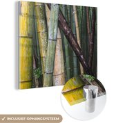 MuchoWow® Glasschilderij 90x90 cm - Schilderij acrylglas - Vele soorten bamboe in het Bamboebos van Arashiyama in Japan - Foto op glas - Schilderijen