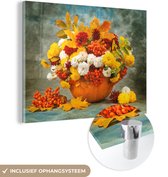 MuchoWow® Glasschilderij 120x90 cm - Schilderij acrylglas - Bloemen - Herfst - Fruit - Foto op glas - Schilderijen