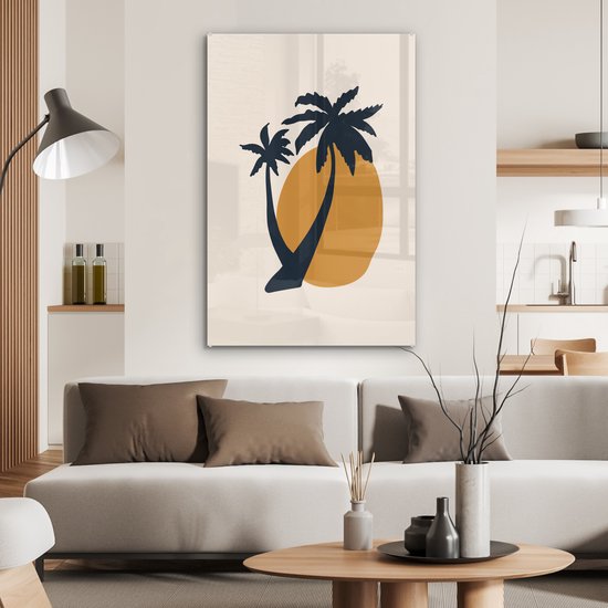 Peinture sur Verre - Palmier - Soleil - Pastel - 60x90 cm - Peintures sur Verre Acrylique - Photo sur Glas