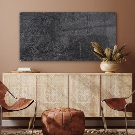 MuchoWow® Peinture sur verre 120x60 cm - Peinture acrylique sur verre - Ardoise - Béton - Natuursteen - Grijs - Industriel - Photo sur verre - Peintures