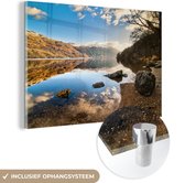 MuchoWow® Glasschilderij 30x20 cm - Schilderij acrylglas - Uitzicht over Loch Lomond in Schotland - Foto op glas - Schilderijen