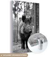 Peinture sur verre - Sanglier parmi les arbres - noir et blanc - 80x120 cm - Peintures sur Verre Peintures - Photo sur Glas