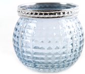 Countryfield - Waxinelichthouder - Glas - per 2 stuks - Janna - Licht blauw -  L6,5xB6,5xH5,5cm