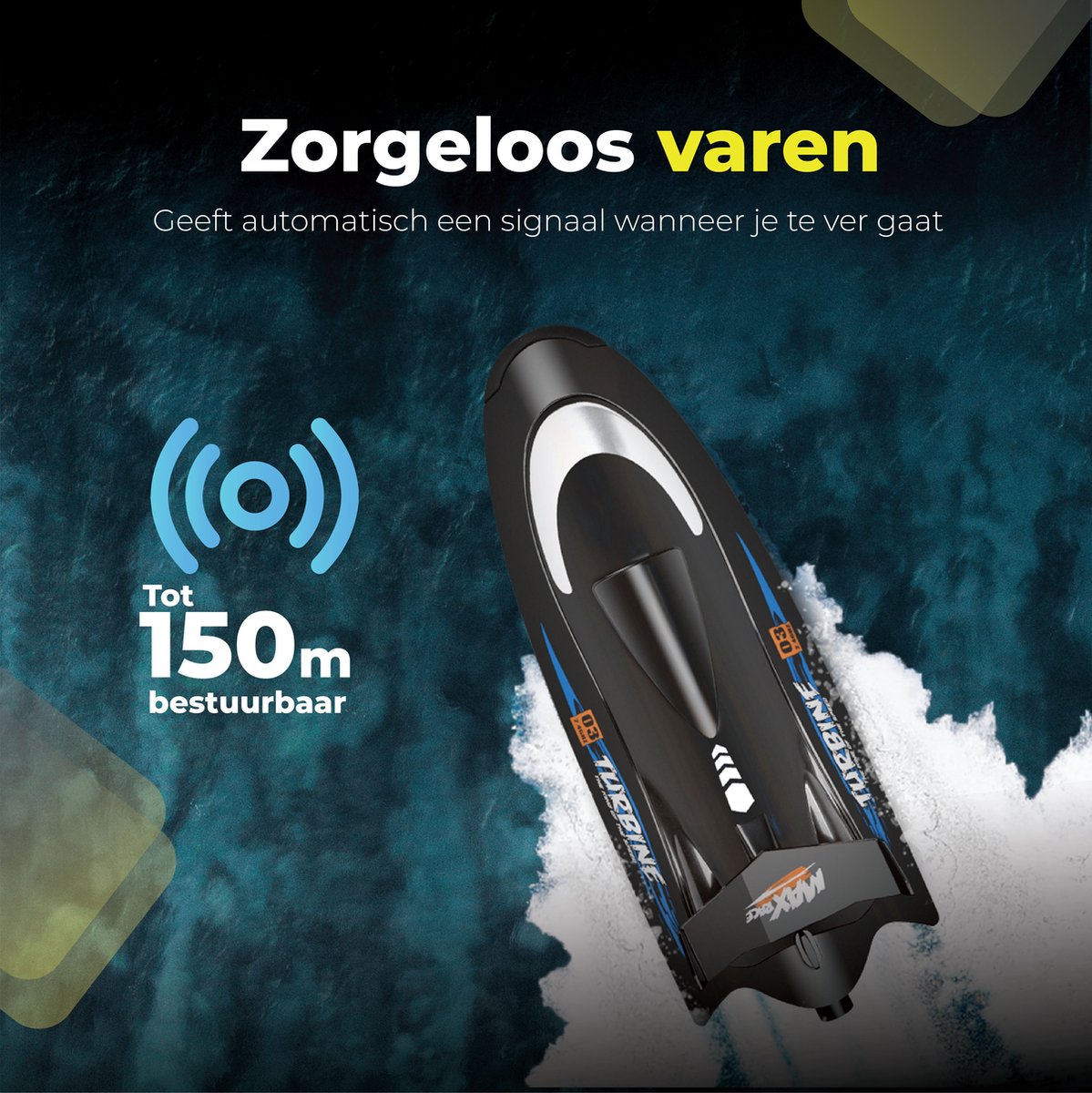 Op afstand bestuurde boot met LED-verlichting, 2.4 GHz 15 km/u RC-boot