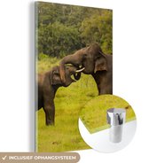 MuchoWow® Peinture sur verre 60x90 cm - Peinture sur verre acrylique - Éléphant - Herbe - Animaux - Vert - Photo sur verre - Peintures