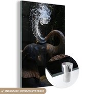 MuchoWow® Peinture sur verre 100x150 cm - Peinture sur verre acrylique - Éléphant - Water - Tronc - Animaux - Nature - Photo sur verre - Peintures