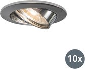 QAZQA edu led - Moderne Inbouwspot - 1 lichts - Ø 8.2 cm - Chroom -  Woonkamer | Slaapkamer | Keuken