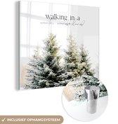 MuchoWow® Peinture sur Verre - Noël - Hiver - Sapin de Noël - 90x90 cm - Peintures sur Verre Acrylique - Photo sur Glas