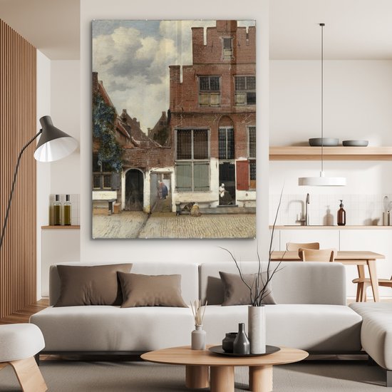 La petite rue - Peinture de Johannes Vermeer Plexiglass 120x160 cm - Tirage photo sur verre (décoration murale plexiglas) XXL / Grand format!