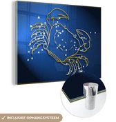 MuchoWow® Glasschilderij 120x90 cm - Schilderij acrylglas - Sterrenbeeld - Kreeft - Sterren - Foto op glas - Schilderijen