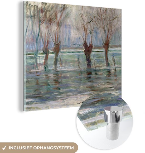 MuchoWow® Glasschilderij 50x50 cm - Schilderij acrylglas - Watervloed - Claude Monet - Foto op glas - Schilderijen