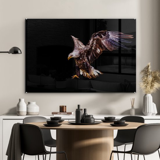 MuchoWow® Peinture sur Verre - Aigle - Vogel - Ressorts - 120x80 cm - Peintures sur Verre Acrylique - Photo sur Glas