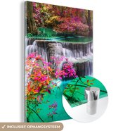 MuchoWow - Glasschilderij - Schilderij natuur - Waterval - Landschap - Bos - Oase - Acrylglas - Foto op glas - Kamer decoratie - 30x40 cm - Schilderijen woonkamer