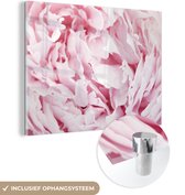 MuchoWow® Peinture sur verre 80x60 cm - Peinture sur verre acrylique - Gros plan de l'intérieur d'une pivoine rose - Photo sur verre - Peintures