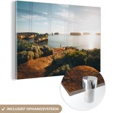 MuchoWow® Glasschilderij 180x120 cm - Schilderij acrylglas - Fel zonlicht bij de Bay of Islands in Nieuw-Zeeland - Foto op glas - Schilderijen